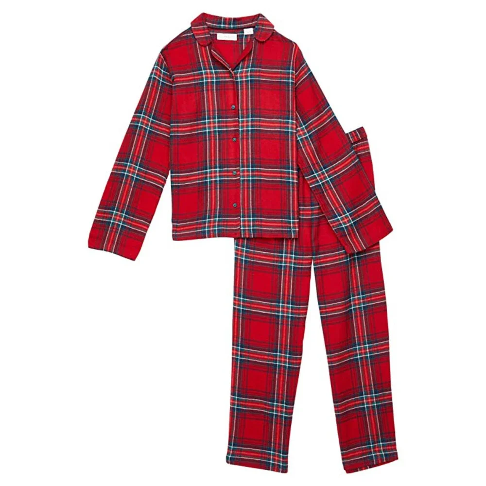 MANGO Noel Pajama Set Kids 5-6 Red Cotton Elastic Waist Long Sleeve DDR2560